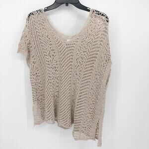 Velvet by Graham & Spencer Womens Crochet Top XS V-Neck Short Sleeve Side Slits